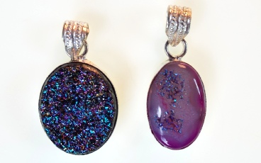 Multi Colored Bezel Set Druzy Pendant Parcel 2 pk.