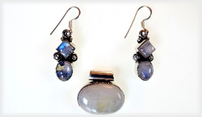 MoonStone Pendant and Double-Stone Earrings.