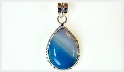 Blue and White Botswana Pendant on Silver.