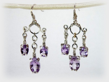 Orchid Amethyst Chandelier Earrings in silver.