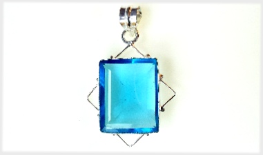 Large Blue Quartz Box Pendant.