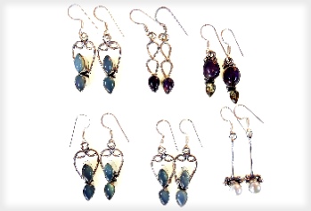 Mixed Gemstone Designer Earring Lot in Silver